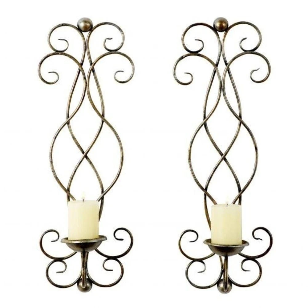 Set of 2 Bronze Metal Traditional Wall Sconce, 25